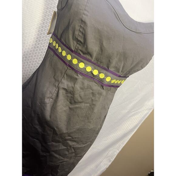 Boden Women Gray Purple Pinafore Apron Shift Dress Ribbon Trim 6P Classic Easter - Picture 5 of 11